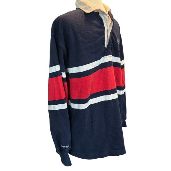 Vintage USPS Barbarian Rugby Shirt Made in Canada Navy Red White Stripe Size L - Picture 4 of 11
